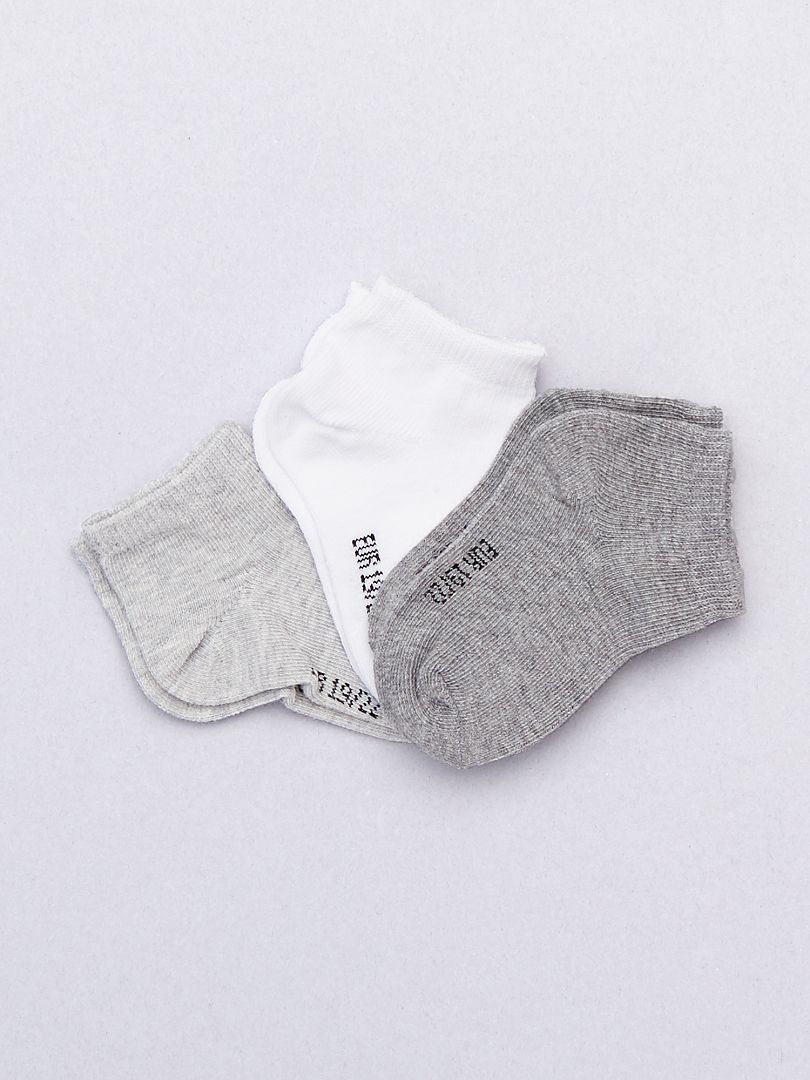 Pack de 3 pares calcetines invisibles lisos GRIS - Kiabi