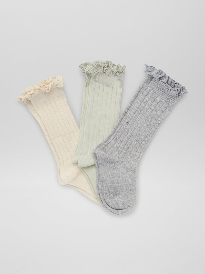 Pack de 3 pares de calcetines altos GRIS - Kiabi