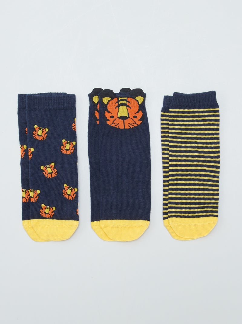 Pack de 3 pares de calcetines antideslizantes AZUL - Kiabi