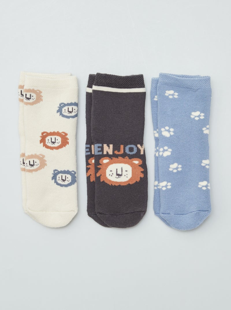 Pack de 3 pares de calcetines antideslizantes AZUL - Kiabi