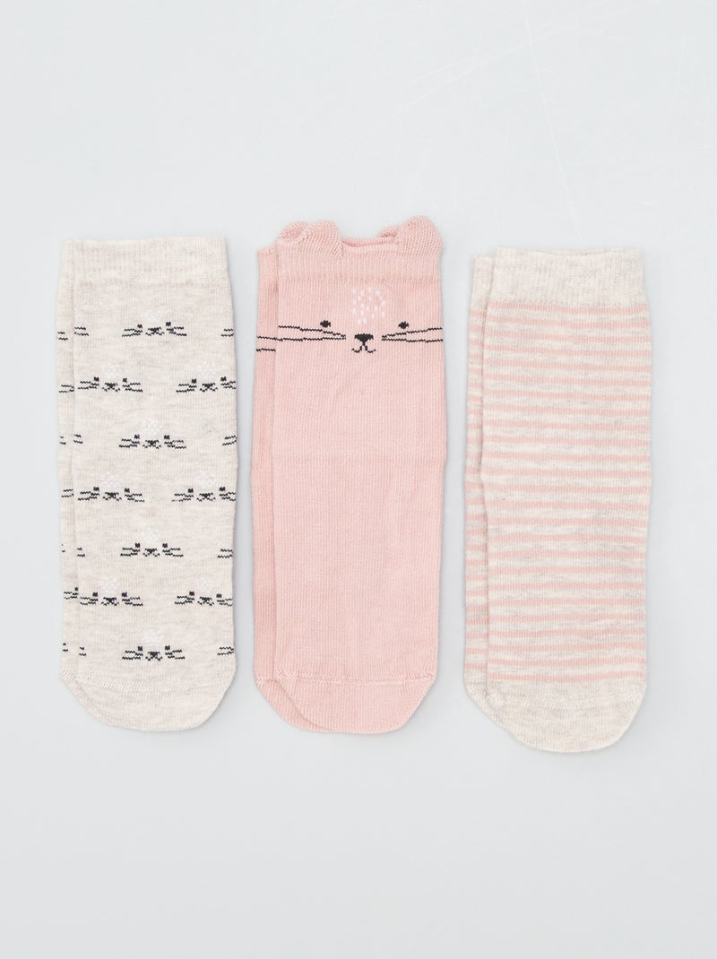 Pack de 3 pares de calcetines antideslizantes ROSA - Kiabi