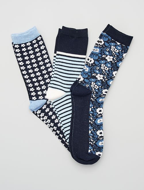 Pack de 3 pares de calcetines                                         azul 
