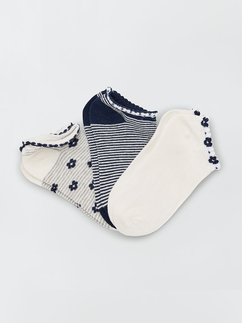 Pack de 3 pares de calcetines azul/blanco - Kiabi