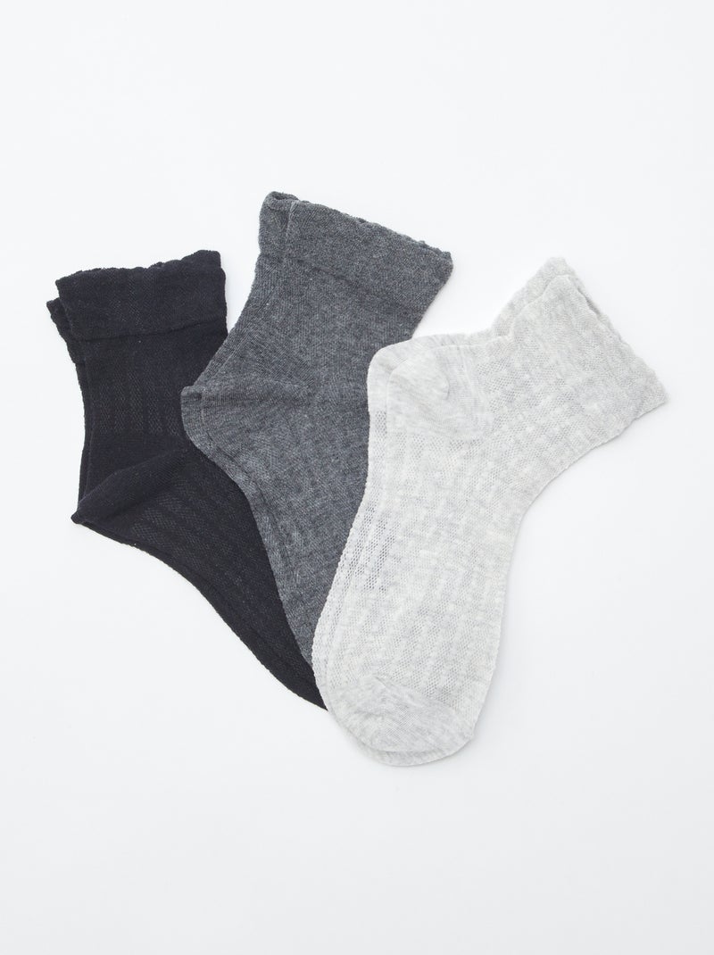 Pack de 3 pares de calcetines bajos GRIS - Kiabi