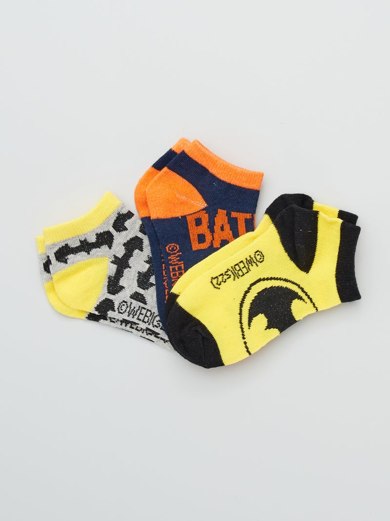 Pack de 3 pares de calcetines 'Batman' amarillo - Kiabi