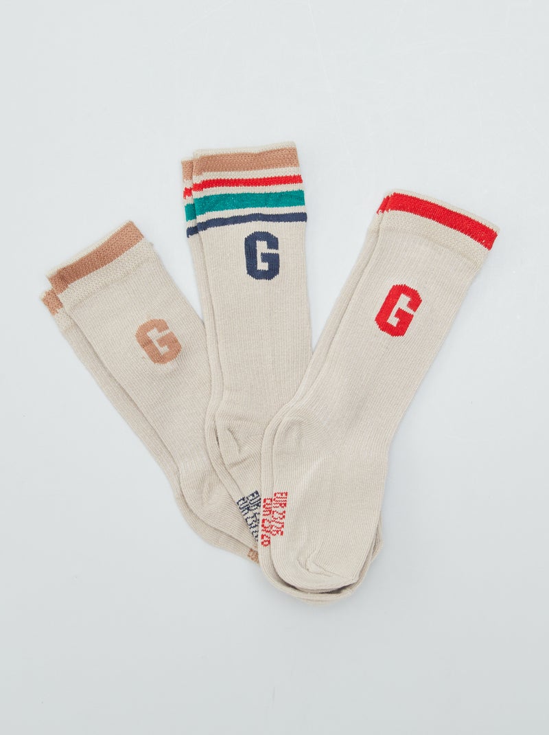 Pack de 3 pares de calcetines BEIGE - Kiabi