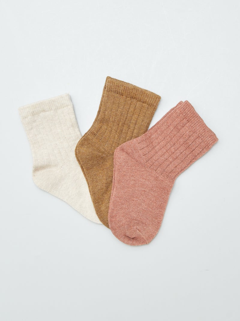 Pack de 3 pares de calcetines BEIGE - Kiabi