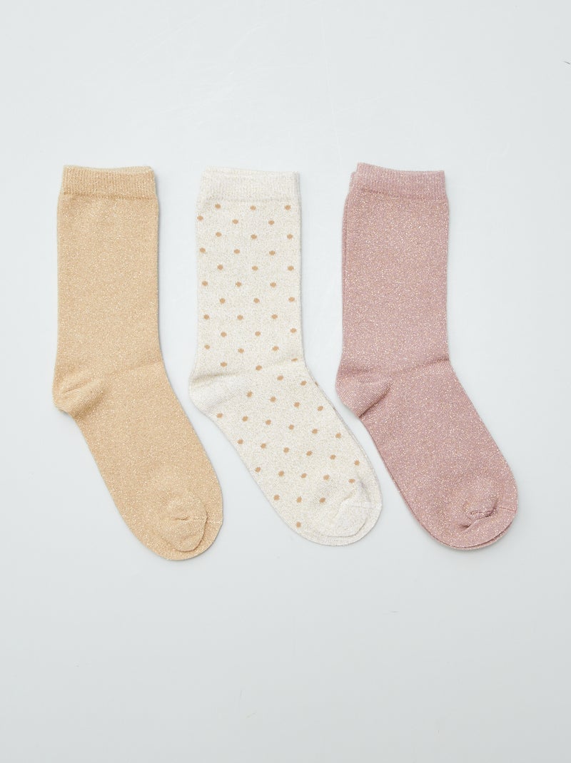 Pack de 3 pares de calcetines brillantes AZUL - Kiabi