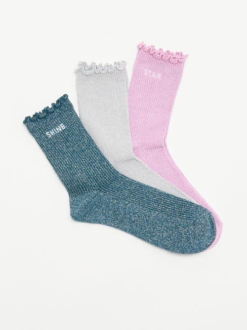 Pack de 3 pares de calcetines brillantes - Kiabi