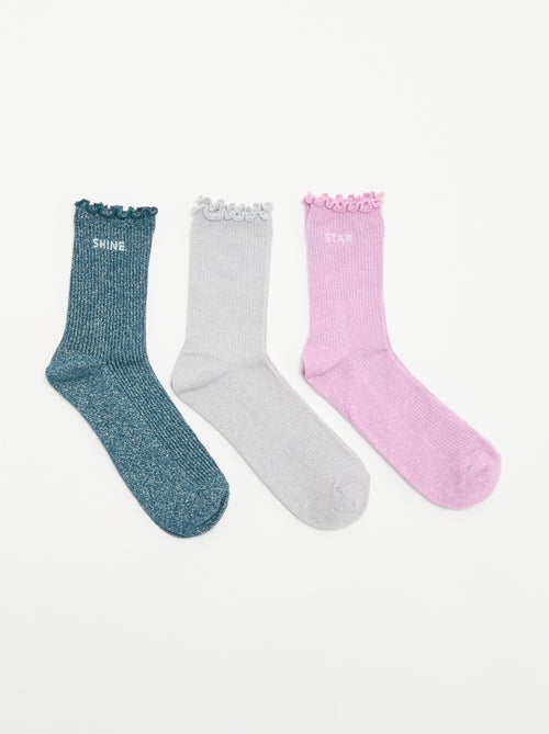 Pack de 3 pares de calcetines brillantes - Kiabi