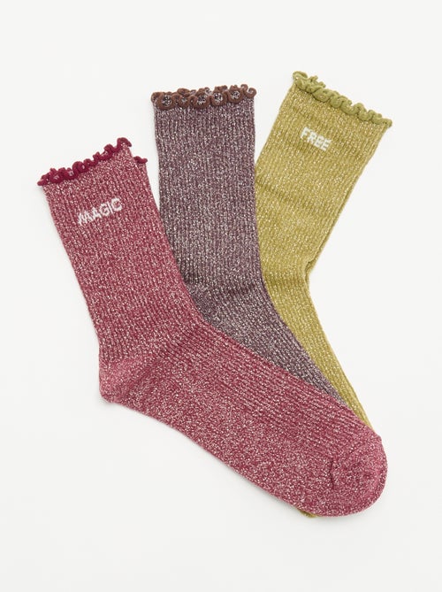 Pack de 3 pares de calcetines brillantes - Kiabi