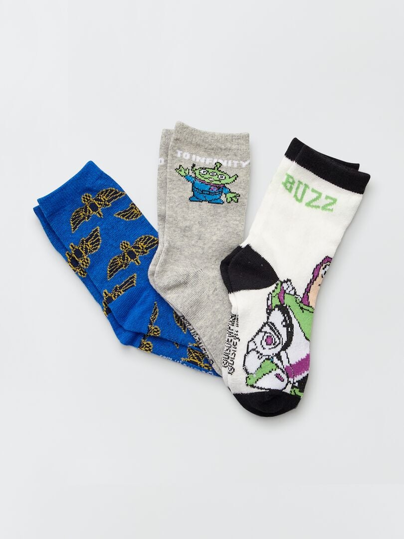 Pack de 3 pares de calcetines 'Buzz Lightyear' verde/gris - Kiabi