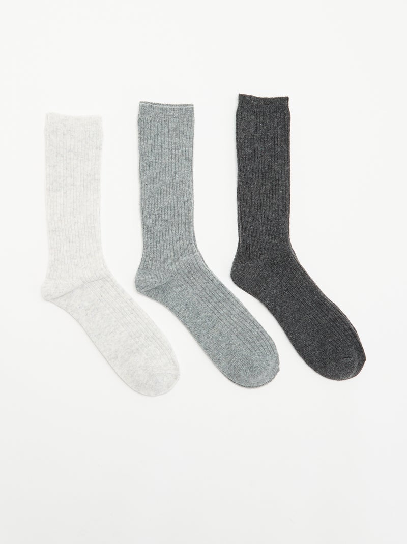 Pack de 3 pares de calcetines cálidos Gris - Kiabi