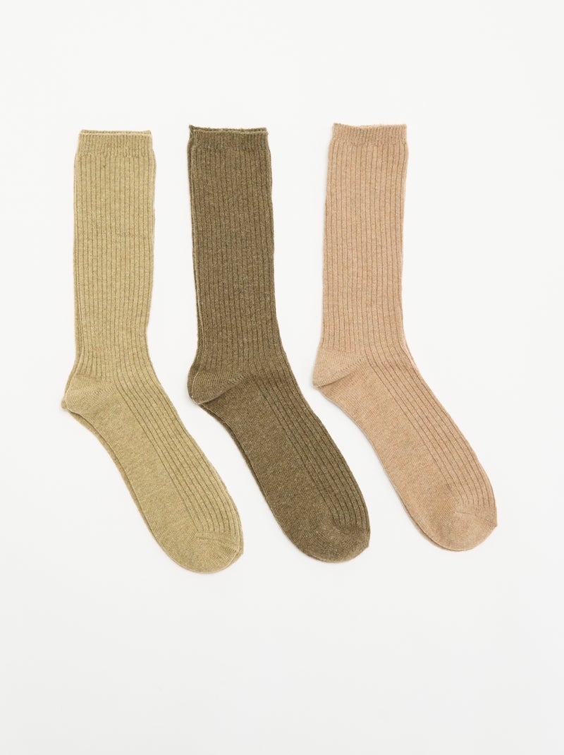 Pack de 3 pares de calcetines cálidos Verde - Kiabi