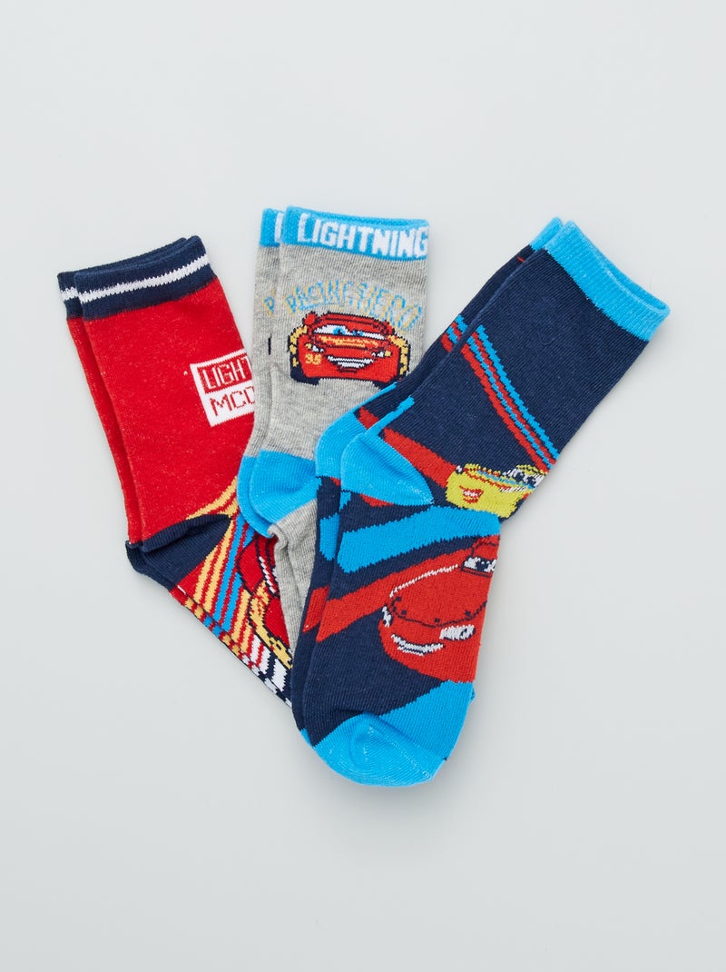 Pack de 3 pares de calcetines 'Cars' gris/rojo - Kiabi