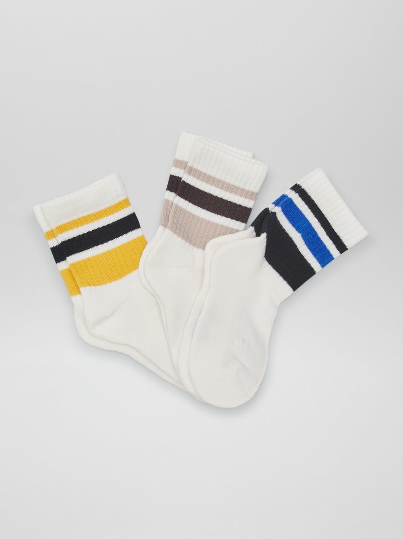 Pack de 3 pares de calcetines con banda en contraste BLANCO - Kiabi
