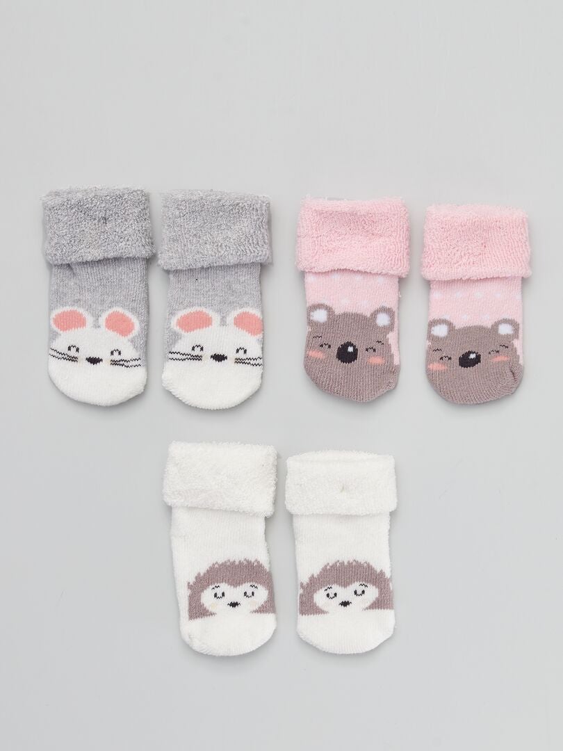 Pack de 3 pares de calcetines con estampado de animales erizo - Kiabi