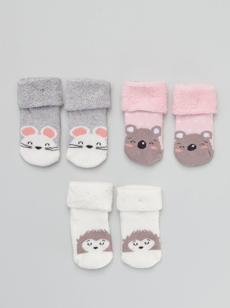 Pack de 3 pares de calcetines con estampado de animales erizo - Kiabi