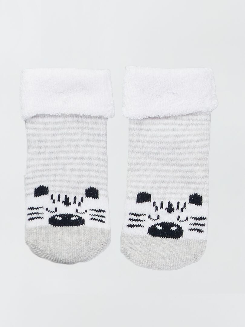 Pack de 3 pares de calcetines con estampado de animales gris/marino