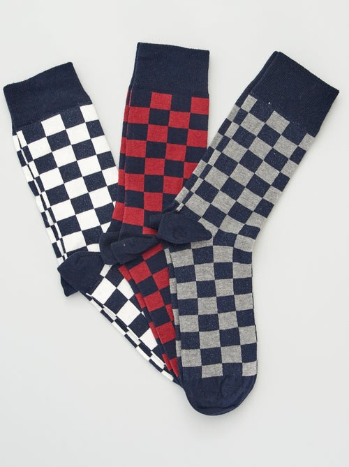 Pack de 3 pares de calcetines con estampado de 'damero' - Kiabi