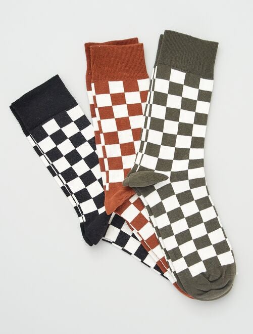Pack de 3 pares de calcetines con estampado de 'damero' - Kiabi