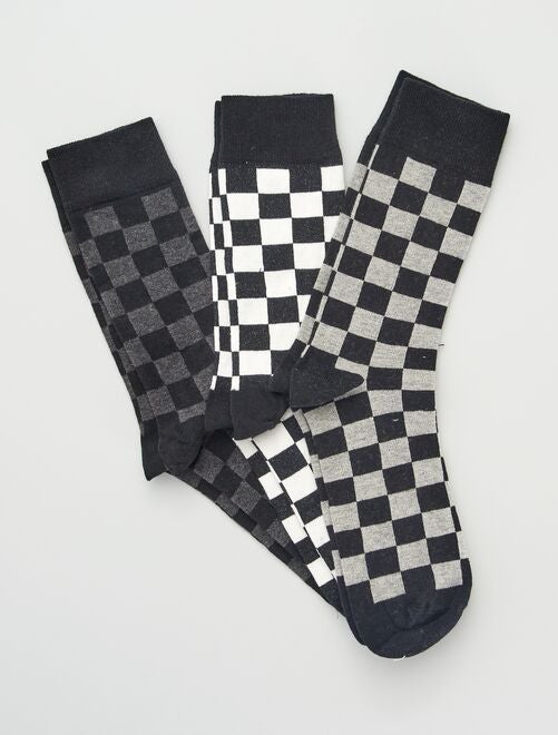 Pack de 3 pares de calcetines con estampado de 'damero' - Kiabi