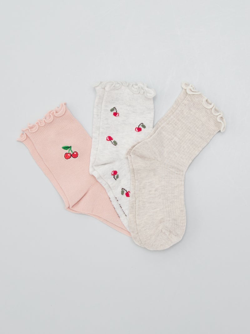 Pack de 3 pares de calcetines con estampado ROSA - Kiabi