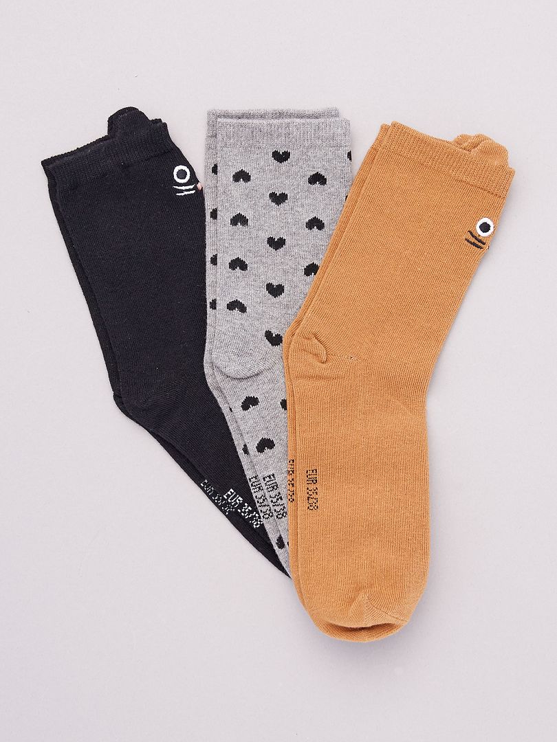 Pack de 3 pares de calcetines con motivos gato - Kiabi