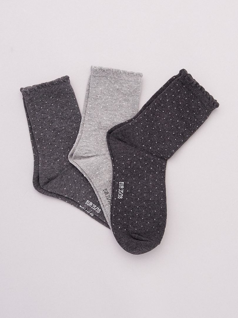 Pack de 3 pares de calcetines con motivos gris - Kiabi