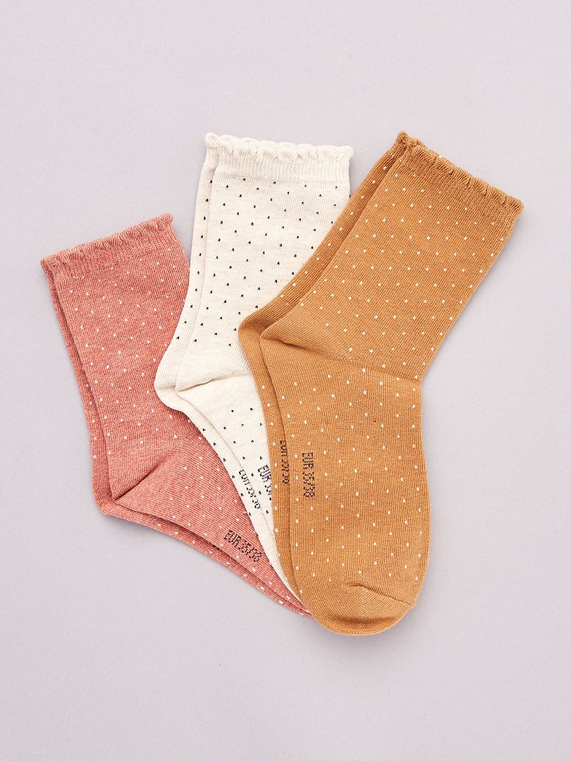 Pack de 3 pares de calcetines con motivos NARANJA - Kiabi