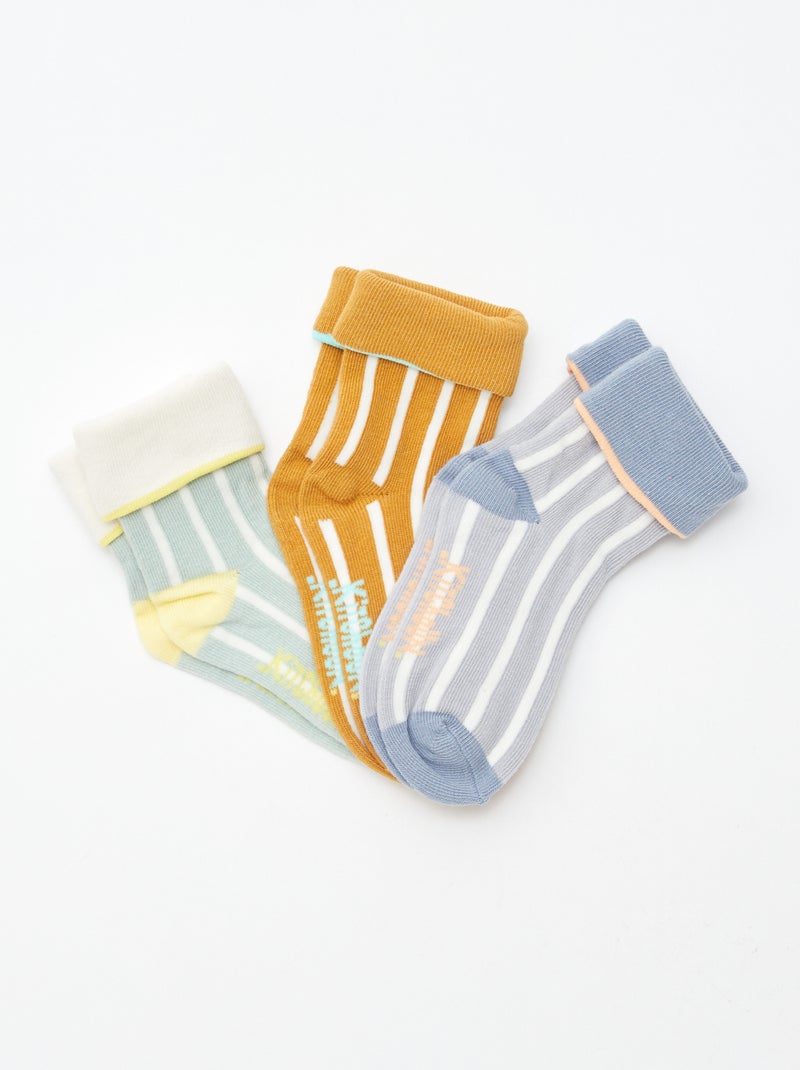 Pack de 3 pares de calcetines con vuelta Amarillo - Kiabi