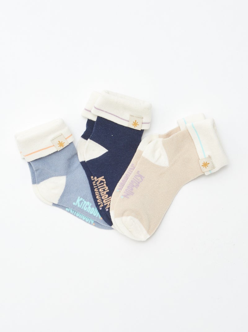 Pack de 3 pares de calcetines con vuelta Azul - Kiabi