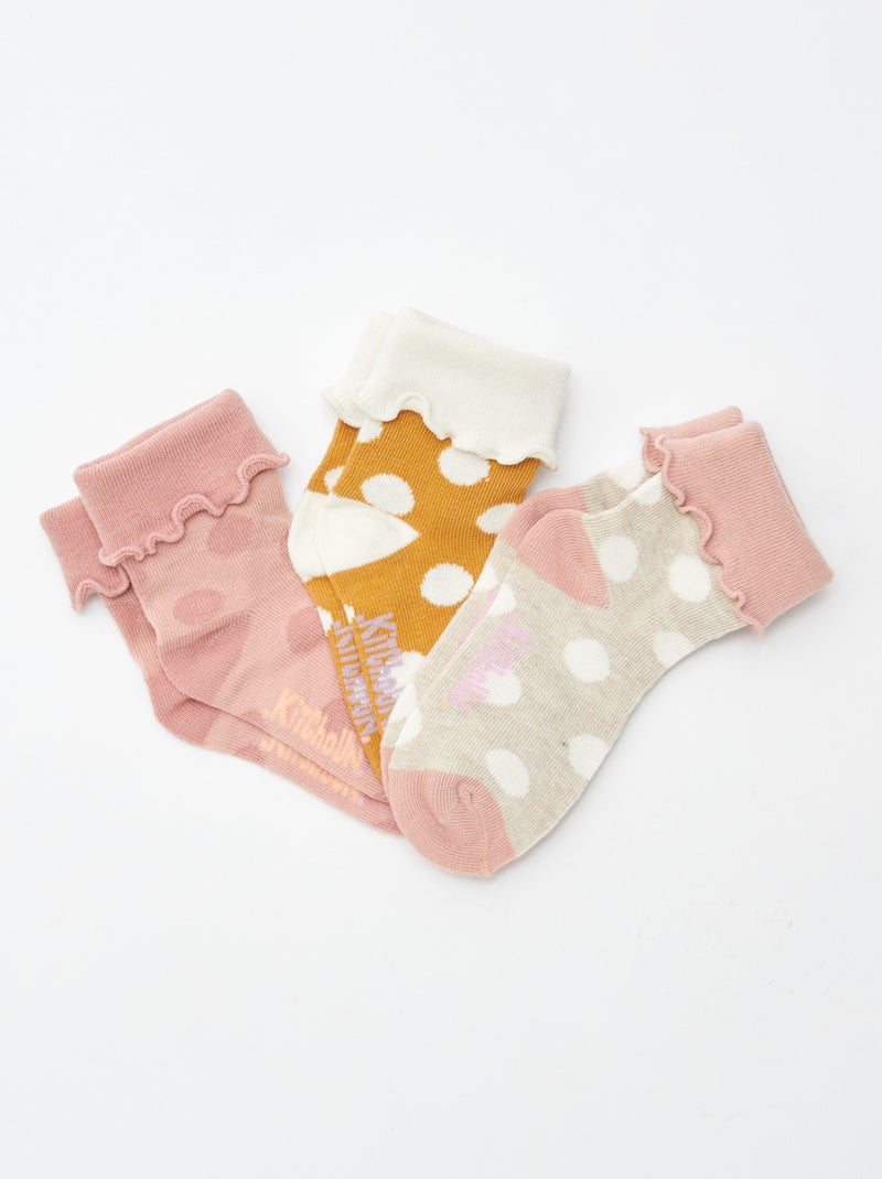Pack de 3 pares de calcetines con vuelta Rosa - Kiabi