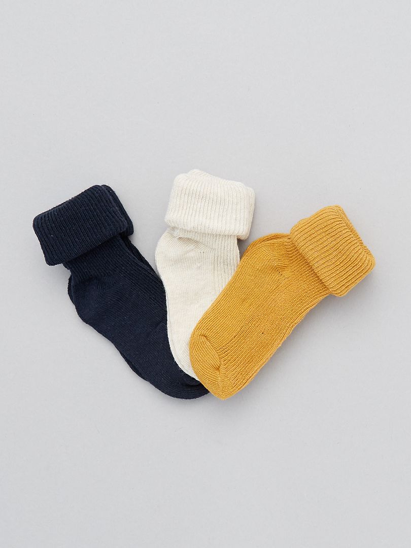Pack de 3 pares de calcetines de algodón orgánico AMARILLO - Kiabi
