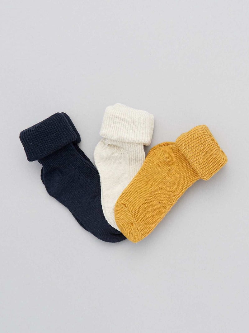 Pack de 3 pares de calcetines de algodón orgánico AMARILLO - Kiabi