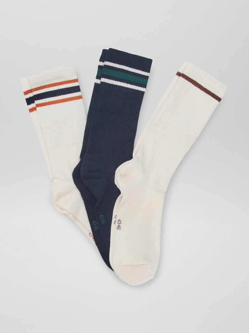 Pack de 3 pares de calcetines de canalé AZUL - Kiabi