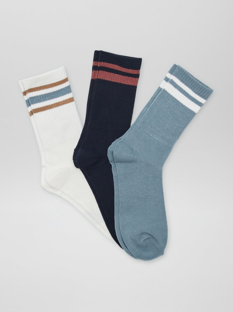 Pack de 3 pares de calcetines de canalé AZUL - Kiabi