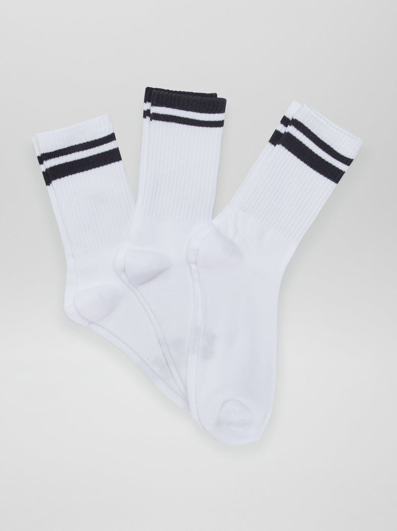 Pack de 3 pares de calcetines de canalé BLANCO - Kiabi