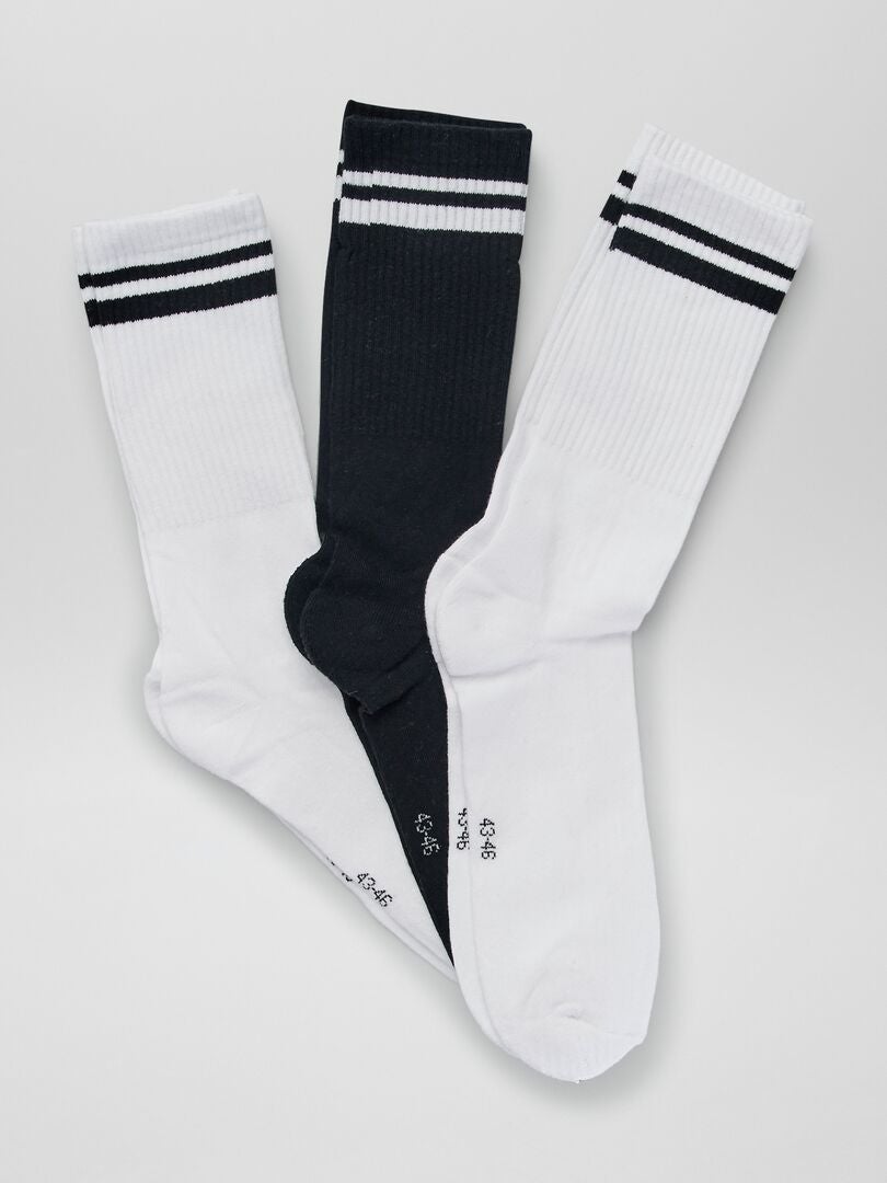 Pack de 3 pares de calcetines de canalé NEGRO - Kiabi