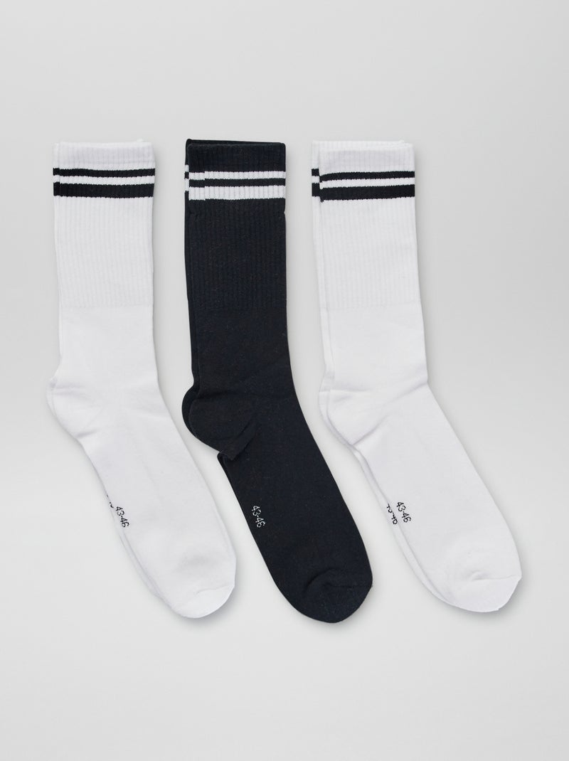 Pack de 3 pares de calcetines de canalé NEGRO - Kiabi