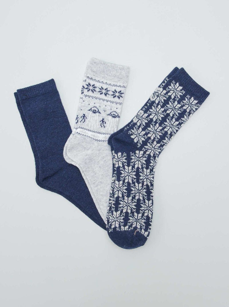 Pack de 3 pares de calcetines de jacquard AZUL - Kiabi