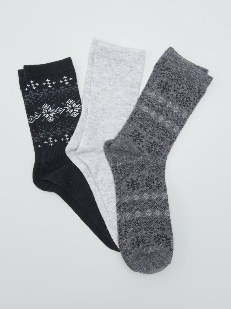 Pack de 3 pares de calcetines de jacquard NEGRO - Kiabi