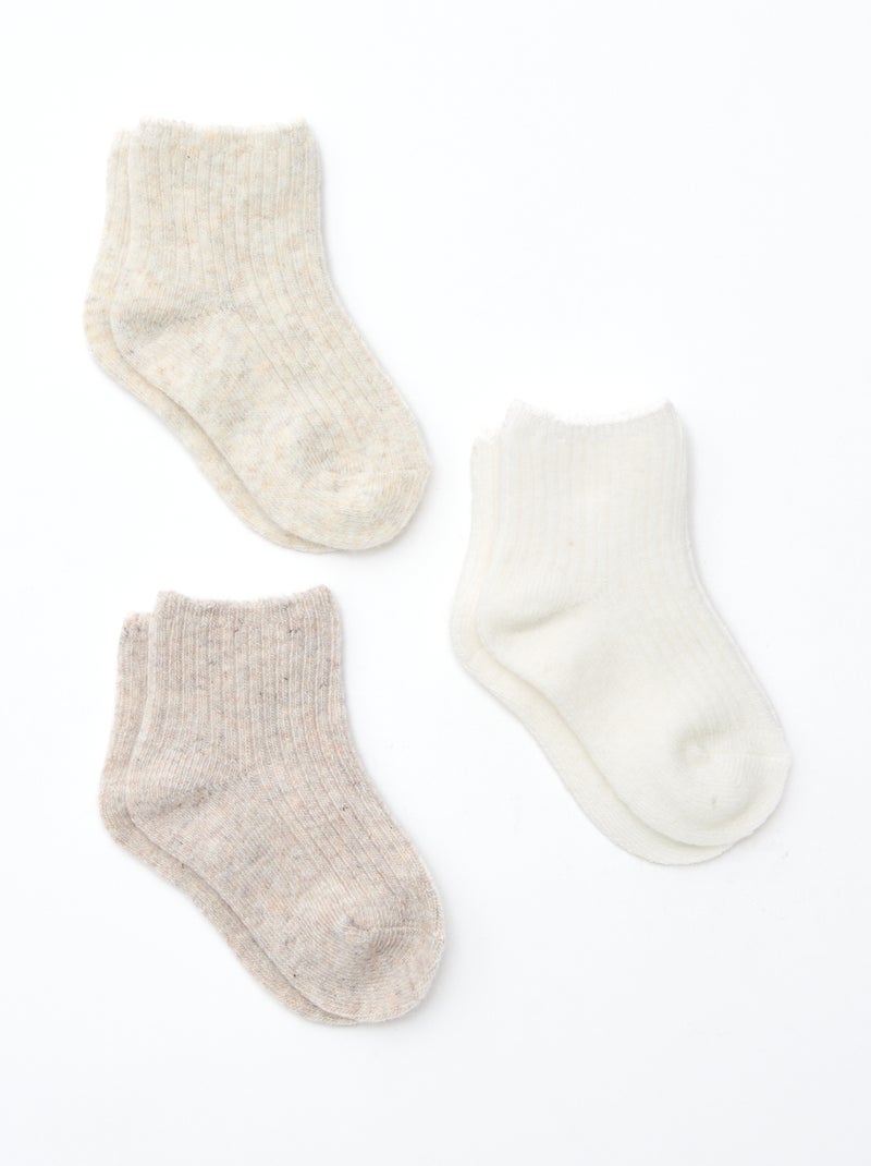 pack de 3 pares de calcetines de lana Beige - Kiabi