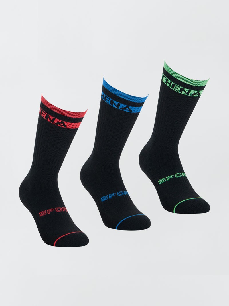 Pack de 3 pares de calcetines de largo medio 'Athena' NEGRO - Kiabi