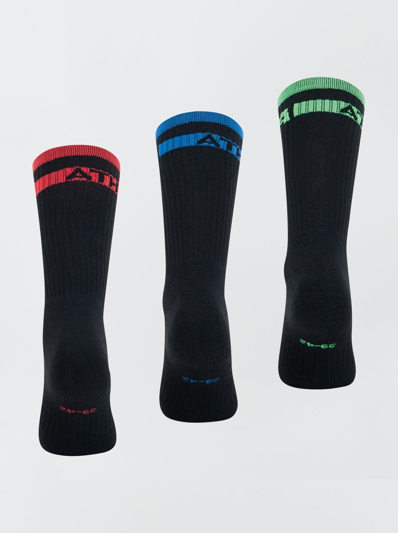 Pack de 3 pares de calcetines de largo medio 'Athena' NEGRO - Kiabi