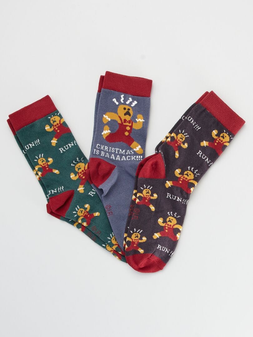 Pack de 3 pares de calcetines de Navidad AZUL - Kiabi