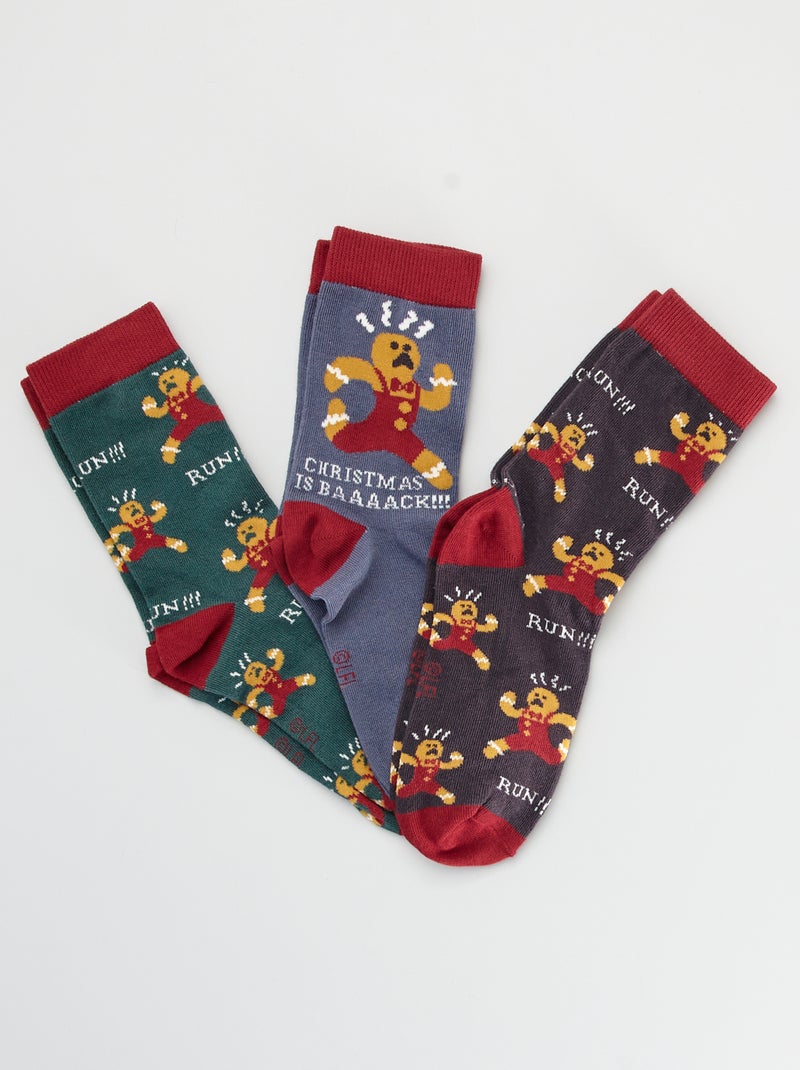 Pack de 3 pares de calcetines de Navidad AZUL - Kiabi