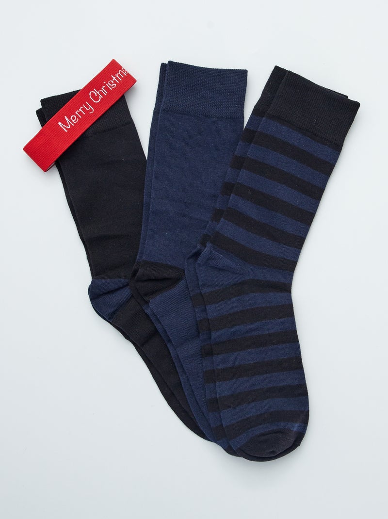 Pack de 3 pares de calcetines de punto azul marino - Kiabi