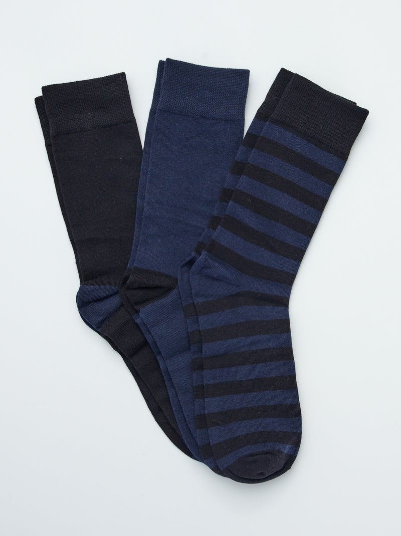 Pack de 3 pares de calcetines de punto azul marino - Kiabi