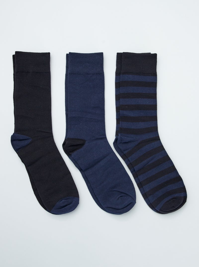 Pack de 3 pares de calcetines de punto azul marino - Kiabi